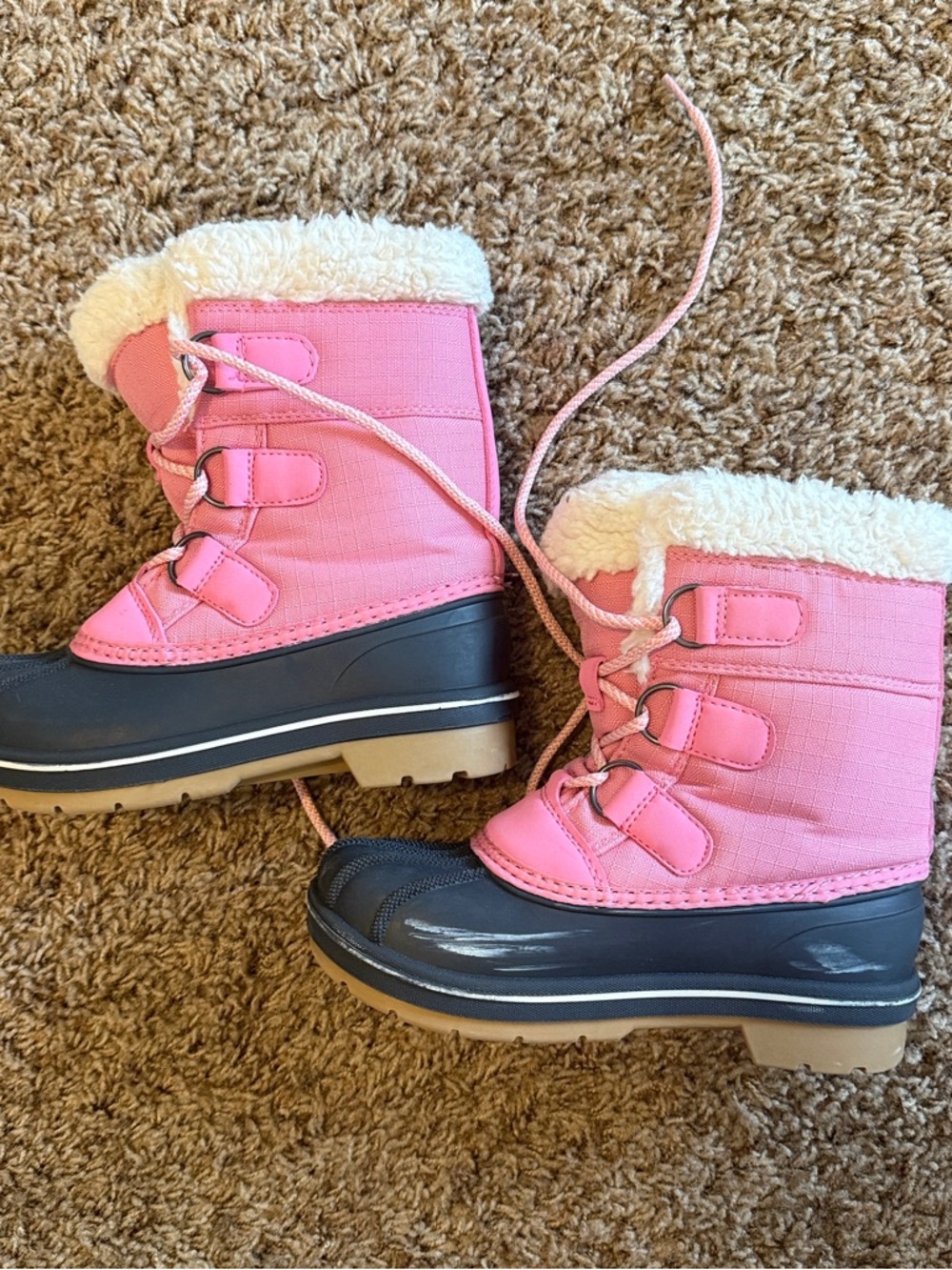 Pink Sherpa-Lined Waterproof Winter Boots